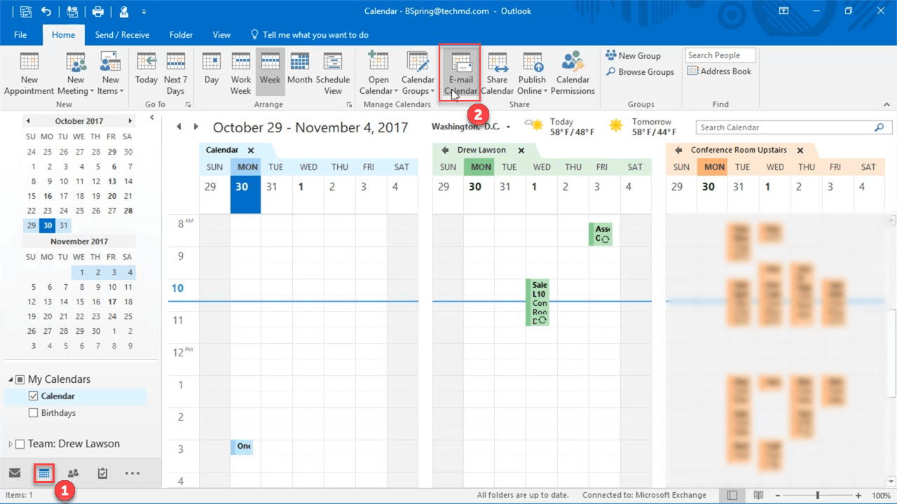 calendario condiviso relativo a Outlook